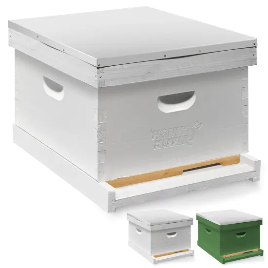 Honey Keeper Beginner Bee Hive Kit, Fully Assembled and Painted Starter Set with Hive Body & 10 Frames White {7}