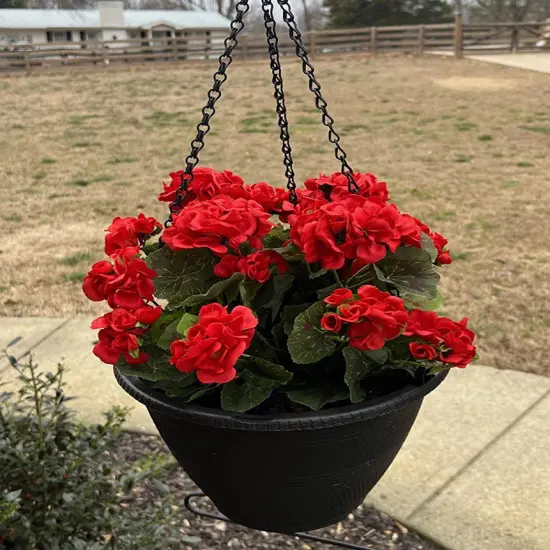 Artificial Red Geranium Bush Outdoor Plant Faux Geraniums Silk Flowers Fake Flowers for Home Garden Patio Windowbox Grave Cemetary Vase Table Decor Rose pink {2}