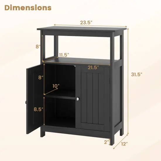 Freestanding Bathroom Storage Cabinet with Open Compartment and Adjustable Shelf Black {4}