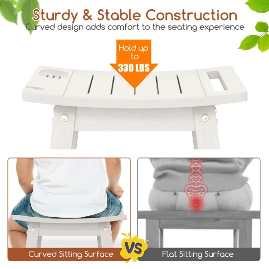 Waterproof Shower Bench Seat with Handle and Storage for Bathroom or Outdoors White {6}