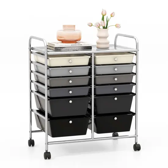 Costway 12 Drawers Rolling Cart Storage Mutlicolor Scrapbook Paper Studio Organizer Bins {12}
