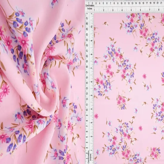 1 Yard 100% Polyester CEY Floral/Flower Print Fabric, 58/59" Wide PINK {1}