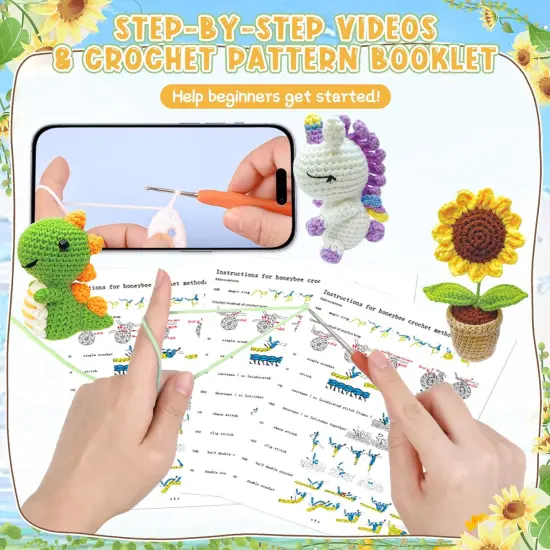 6PCS Crochet Kit for Beginners (Sunflower) {4}