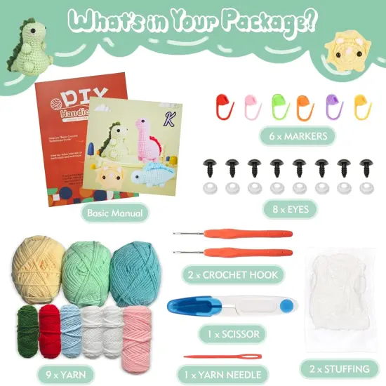 4 Pack Dinosaurs Crochet Kit (40%+ Yarn) {5}