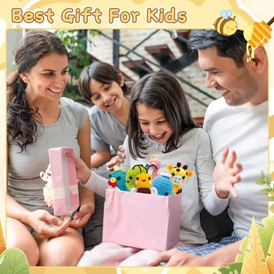 6PCS Animal Crochet Kit with Guides - Pink {5}