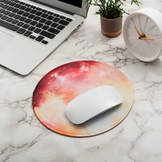 Insten Round Galaxy Mouse Pad for Home Office Gaming Computer Desk, Smooth Non Slip Rubber Moon Mat, Yellow Mars {7}