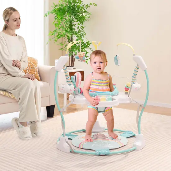 Costway Baby Stationary Activity Center Infant Jumper with Removable Foot Pad Blue/Navy/Yellow/Pink {4}