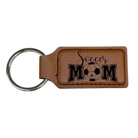 Keychain - Rectangle - Soccer Mom - Leather Black/Silver {4}