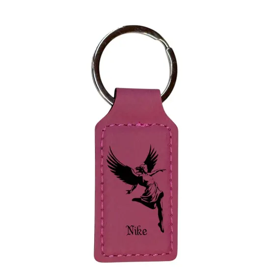 Keychain - Rectangle - Nike Goddess of Victory - Leather Rawhide/Black {2}