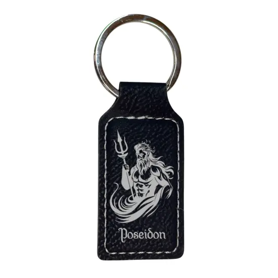 Keychain - Rectangle - Poseidon God of the Sea - Leather Pink/Black {2}