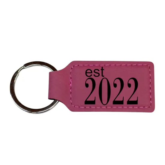 Keychain - Rectangle -Est 2022 - Leather Rustic/Gold {2}
