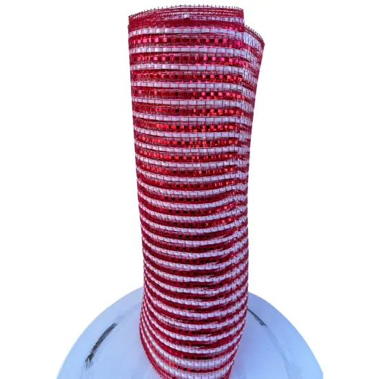 RE1342N5-10.25" x 10yd Wide Foil Mesh-Red/White {1}