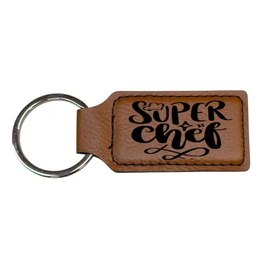 Keychain - Rectangle - Super Chef - Leather Pink/Black {4}