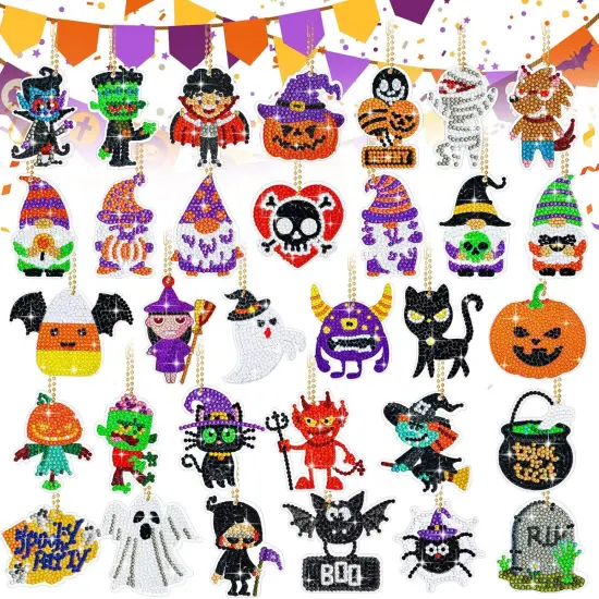 32 Pieces Halloween DIY Diamond Key Chain {1}
