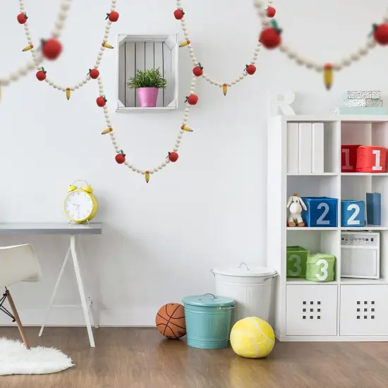 Back to School Apple & Pencil Felt Ball Garland {4}