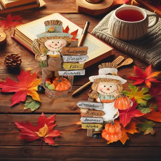 2-Pack Thanksgiving Scarecrow Figurines {2}