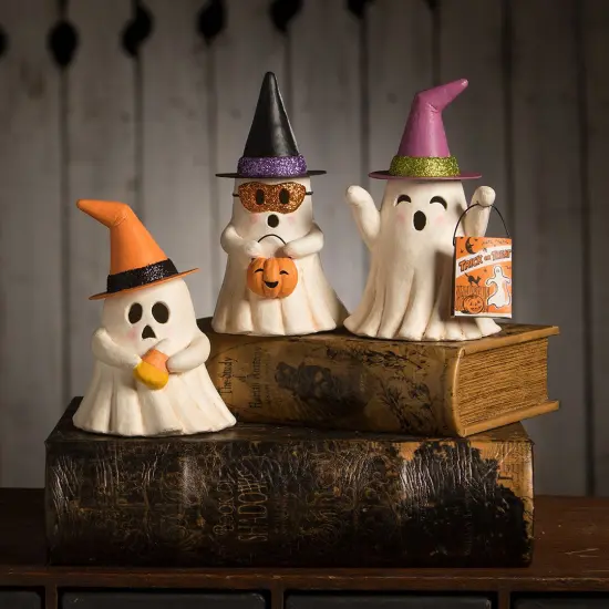 Witchy Ghost with Candy Corn Luminary 5.5" {6}