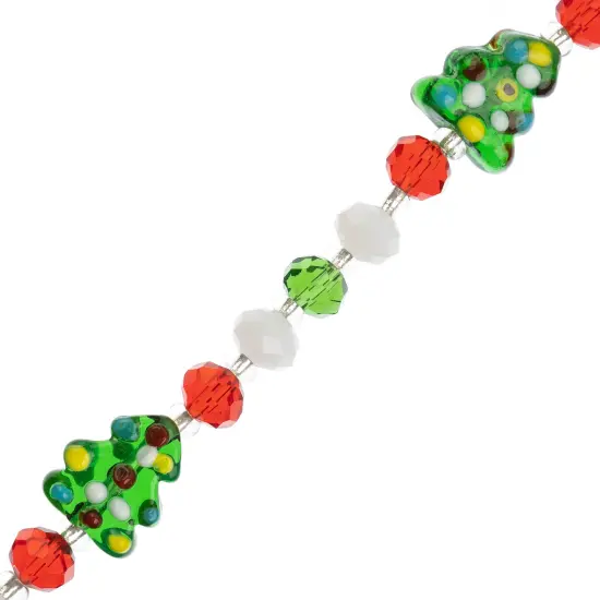 Crystal Lane DIY 7" Lampwork Designer Holiday Glass Bead Mix Strand Christmas Tree {1}