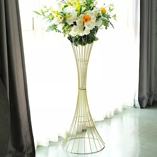 48" Gold Reversible Trumpet Metal FLOWER STAND Centerpiece Pedestal Party Events {3}