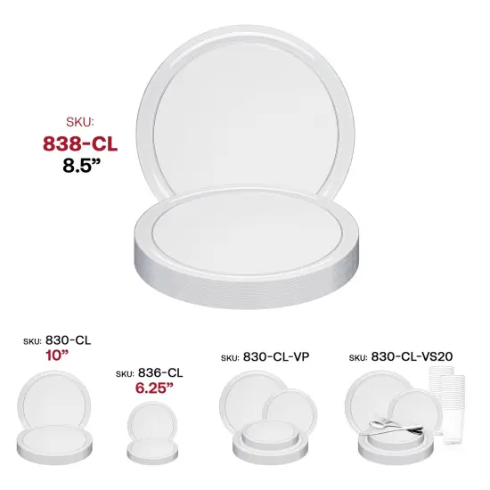 Clear Flat Round Disposable Plastic Appetizer/Salad Plates - 8.5" (120 Plates) {6}