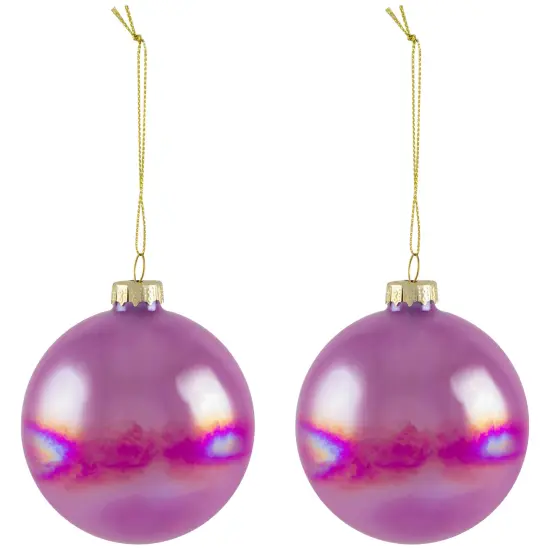 Northlight Shiny Glass Ball Christmas Ornaments - 3" (80mm) - Pink, Purple and Peach- 6ct Multi {5}