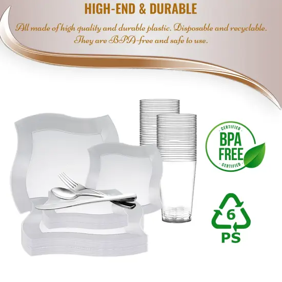 White Wave Plastic Wedding Value Set (20 Settings) {3}