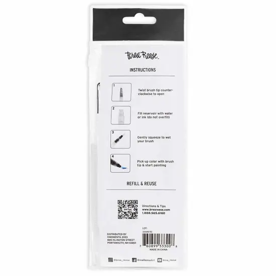 Brea Reese: Brush Set: Water - 3pc -Built-in Water Reservoir, Nylon-Bristles, Storage Pouch, Perfect for Watercolor Paint Projects, Adult Art Supplies {3}