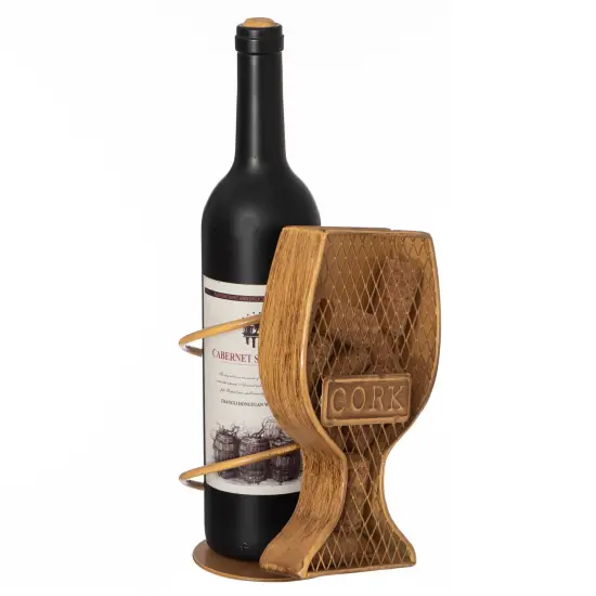 Vintiquewise Decorative Metal Goblet Shape Wine Bottle and Cork Holder A Unique Home Decor Piece and Countertop Accessory for Kitchens, Bars, and Dining Rooms - Great Collection for Wine Lovers {1}