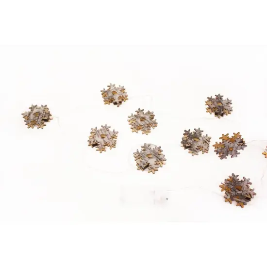 10 LED Wood Snowflake Light Set Battery Operated 2 Assorted Styles {5}