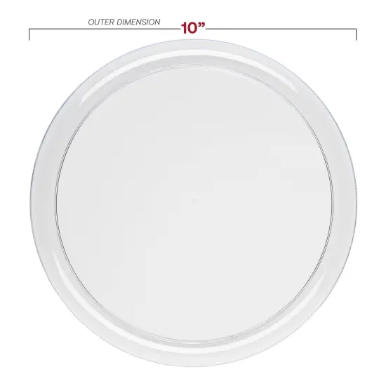 Clear Flat Round Disposable Plastic Dinner Plates - 10" (120 Plates) {3}