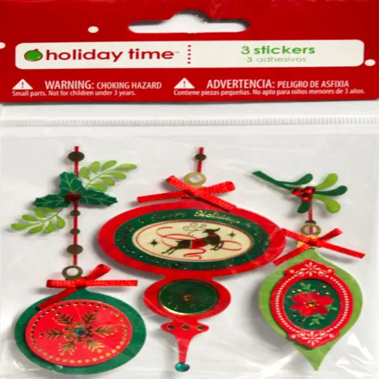 Designer Holiday Time Christmas Ornaments Dimensional Stickers {1}