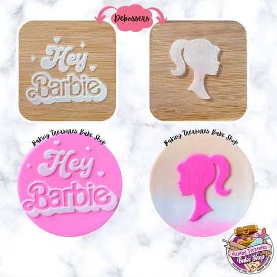 Hey Barbie & Barbie Silhouette 2 pc Set Acrylic Debosser {1}