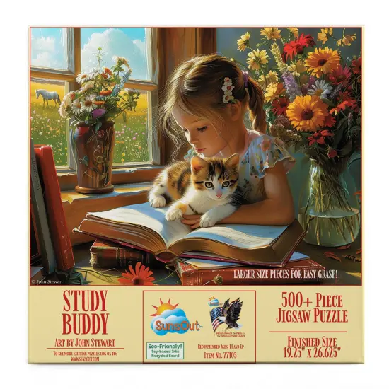 Sunsout Study Buddy 500 pc Large Pieces Jigsaw Puzzle 77105 {4}