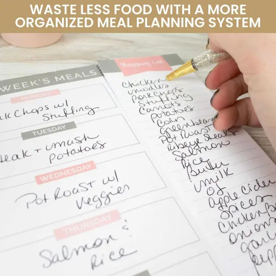 bloom daily planners Planning Pad, 6" x 9", Meal Planning Pad with Magnets, Pink & Grey {6}