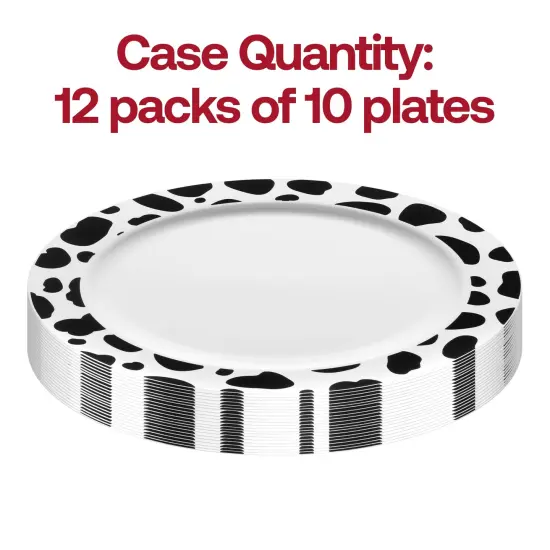 White with Black Dalmatian Spots Round Disposable Plastic Appetizer/Salad Plates - 7.5" (120 Plates) {4}