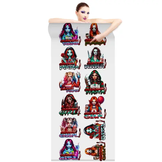 Slasher Mama And Slasher Girl - DTF Transfer 22x60 Direct-to-Film Gang Sheets Iron On Transfers - 12 Adult Prints {2}