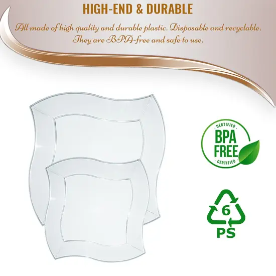 Clear Wave Plastic Dinnerware Value Set (120 Guests) {5}