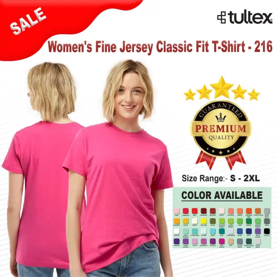 Tultex&reg; Women's Fine Jersey Classic Fit Crewneck Short Sleeve T-Shirt Black {2}