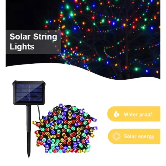 100 LED 32Ft Solar Powered Outdoor String Light Multicolor {1}