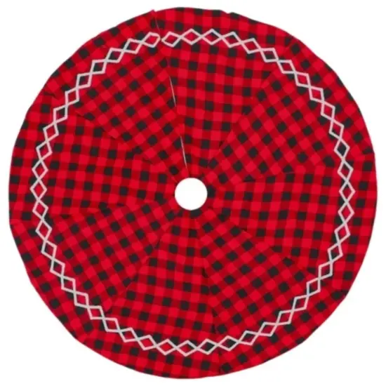Kitcheniva Christmas Tree Skirt Lattice Pattern Rustic Farmhouse Decor 36" to 48" {1}