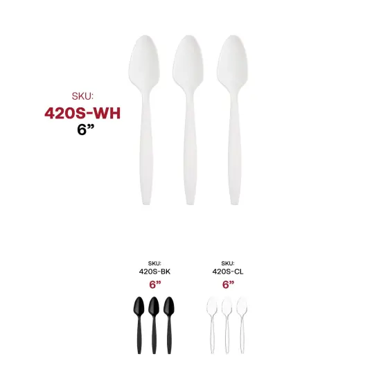 White Plastic Disposable Spoons (1000 Spoons) {6}