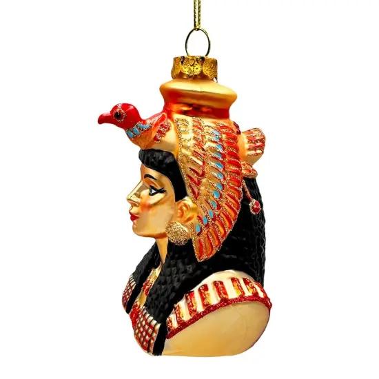 Majestic Cleopatra Glass Ornament, Egyptian Holiday Unique Handcrafted Christmas Decor {4}