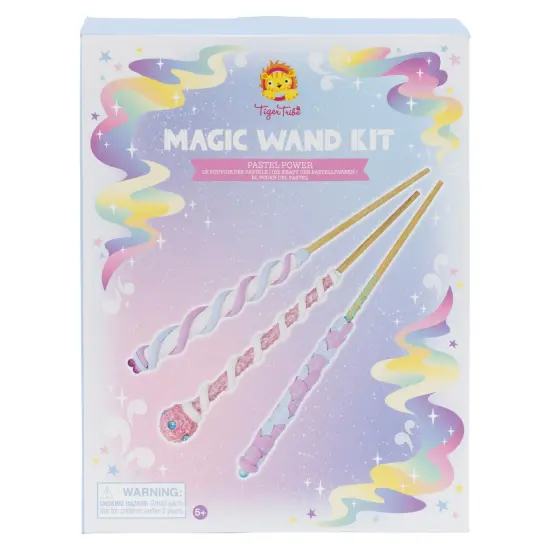 Tiger Tribe: Magic Wand Kit - Pastel Power - Create 3 Sparkling Jewel Wands, Decorate Wooden Wands With Clay & Jewels, Crafts, Kids Ages 5+ {1}