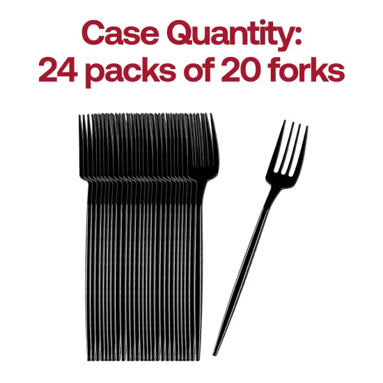 Solid Black Moderno Disposable Plastic Dinner Forks (480 Forks) {5}