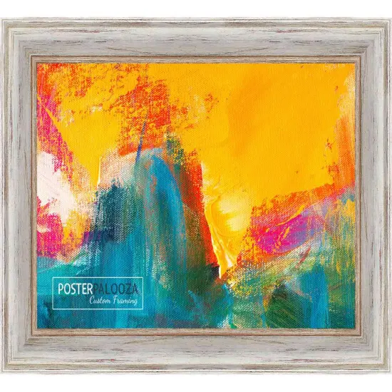 Square Weathered White Picture Frame - UV Acrylic, Foam Board Backing, Hanging Hardware {5}