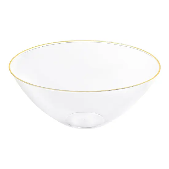 Clear with Gold Rim Organic Round Disposable Plastic Bowls - 32 oz. (60 Bowls) {1}