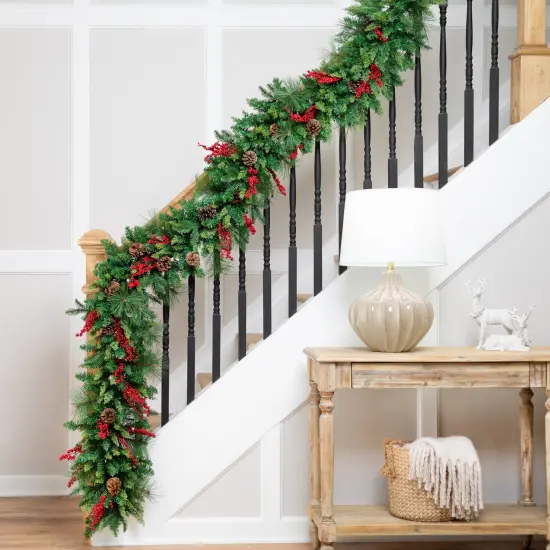 Northlight Cypress and Cedar Artificial Christmas Garland - 10' x 15" - Unlit Green {1}