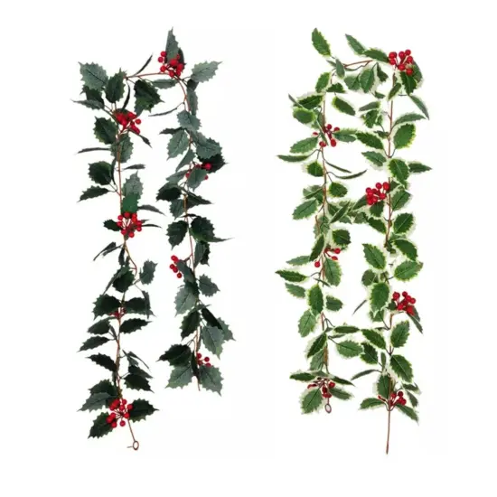Kitcheniva 5.75Ft Christmas Red Berry Green Garland Vine {2}