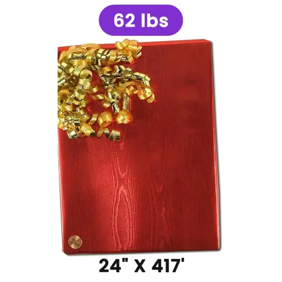 Red Watercolor Embossed Metallic Wrapping Paper 24" x 417" Roll {1}