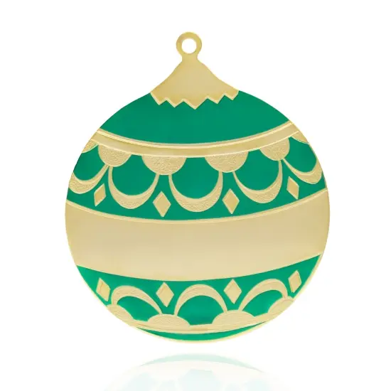 Gloria Duchin Green Enamel Ball Gold Metal Christmas Ornament {1}